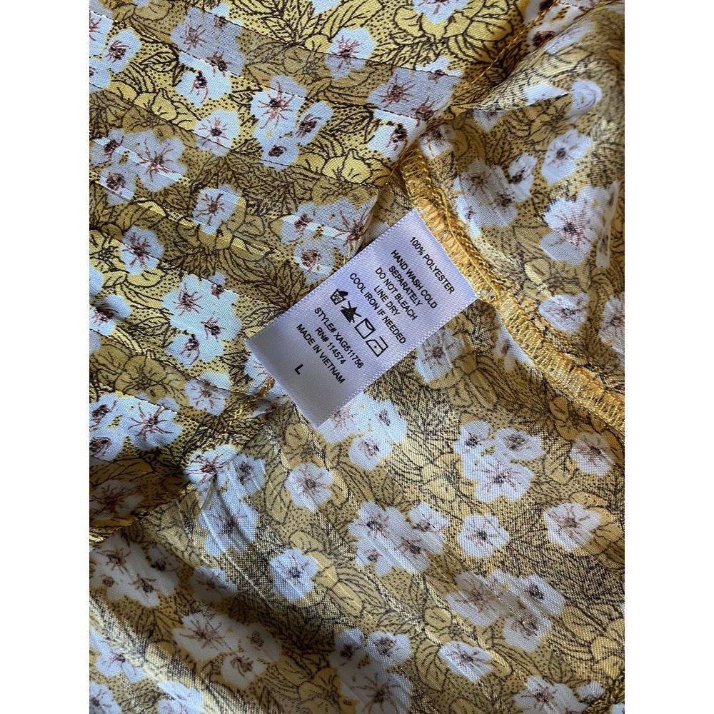 Pleione gold metallic Lightweight Round Neck 3/4 Sleeve Loose Blouse Sz Large - Picture 4 of 4